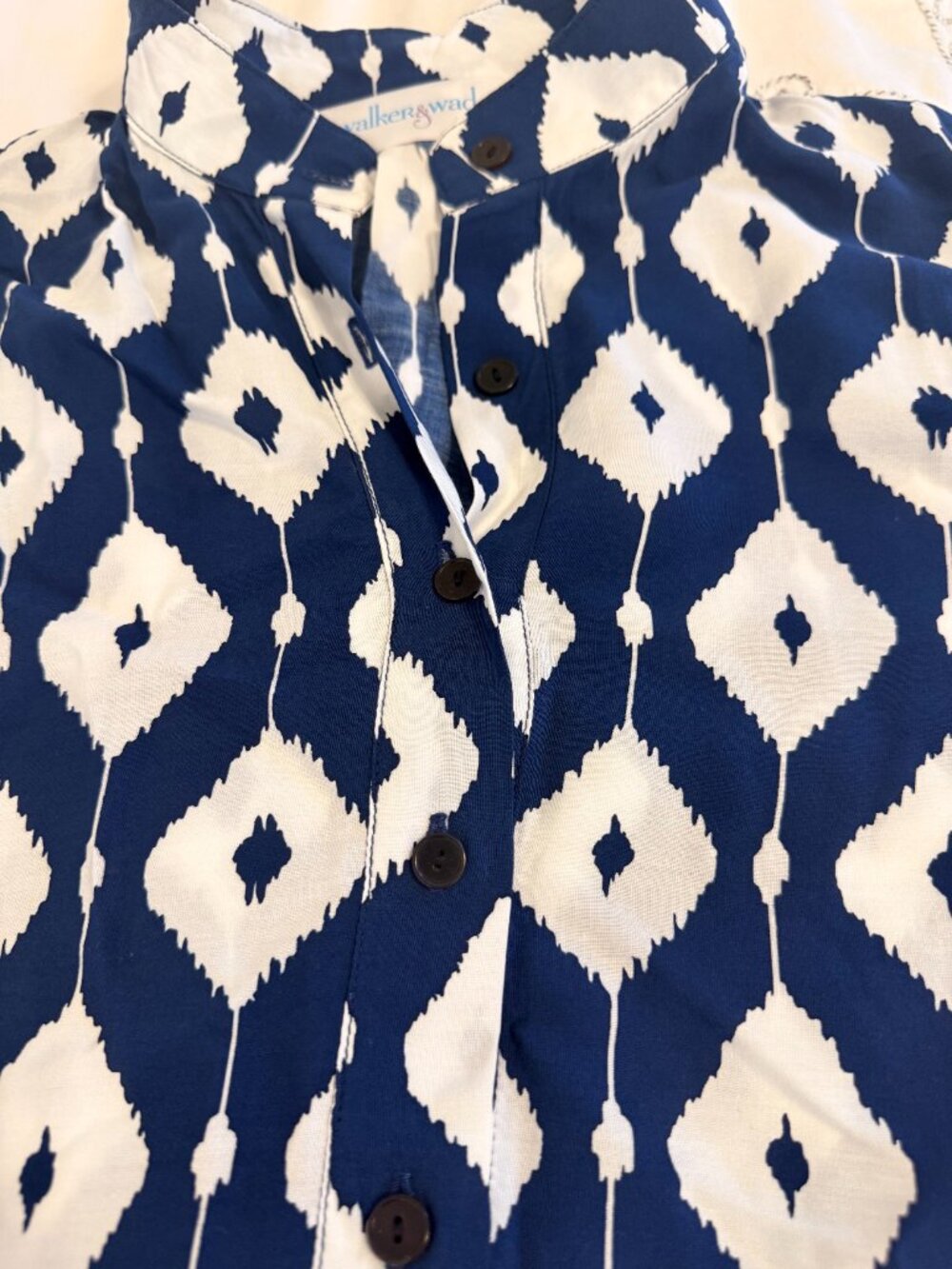 Walker & Wade Day Tripper Dress Sz M Blue Derby Diamond Shift Dress Midi Tunic - Picture 9 of 12